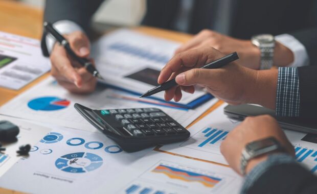 team working at office with document on his desk