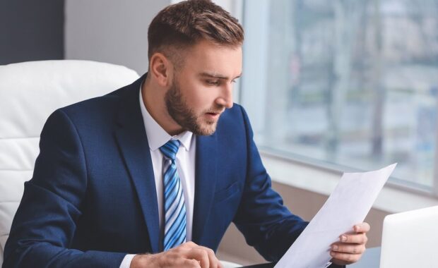 male accountant working in office