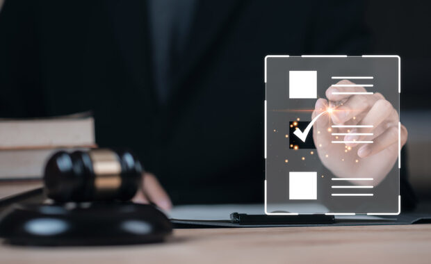 Government contractor at desk